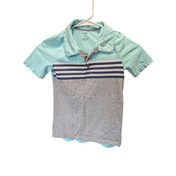 Simple Joys by Carter's Other - Simple Joys by Carters Boys Blue Grey Striped Colorblock Polo Shirt Size 7